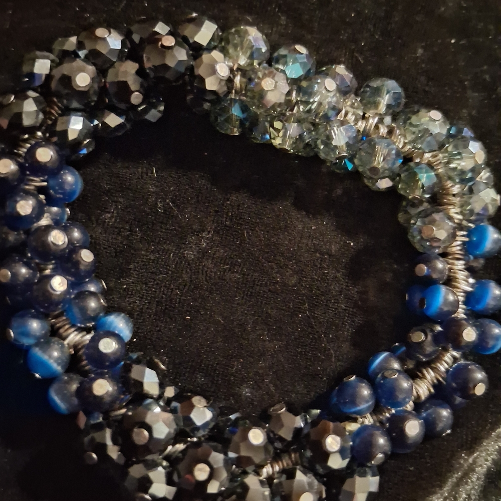 Anthropologie Midnight Blue and Silver Bracelet . Expandable.